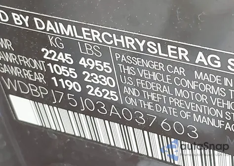 2003 Mercedes-Benz Cl 500 z USA, uszkodzony, nr VIN WDBPJ75J03A037603